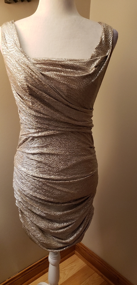 Express bodycon fitted gold foil dress sz 6